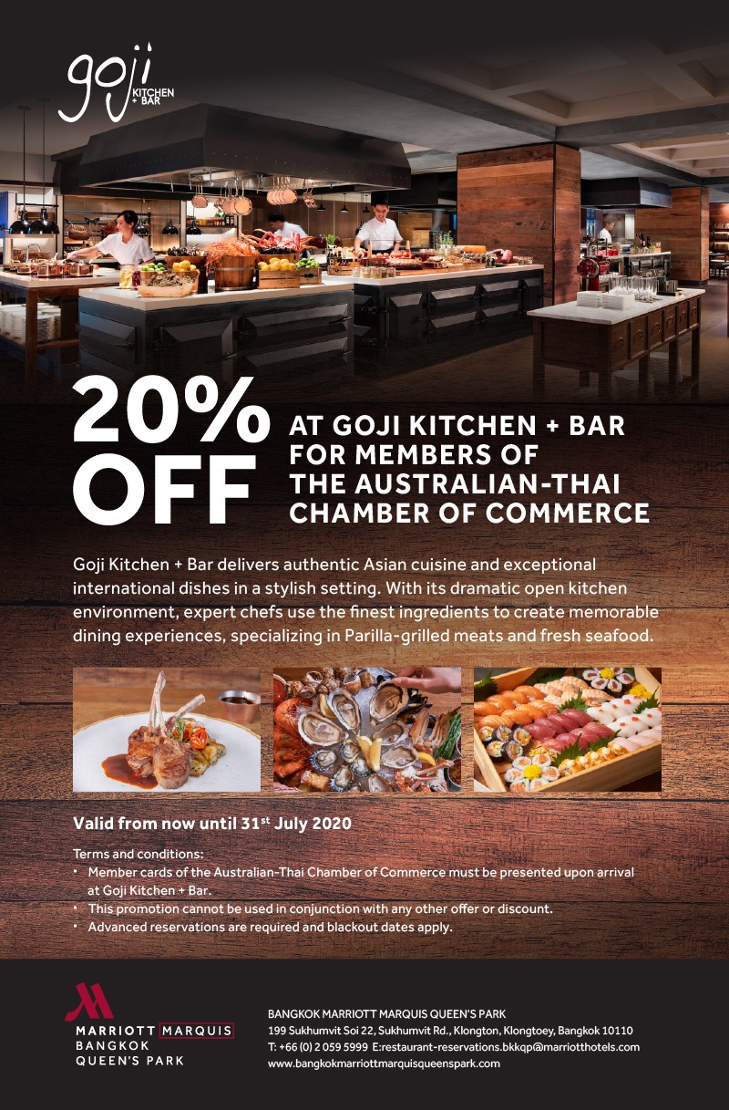 20 Discount For Austcham Members Welcome Back To Goji Kitchen Bar The Australian Thai Chamber Of Commerce Austcham