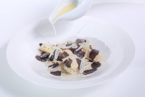 Asparagus fricassée, truffle and parmesan bouillon Asparagus fricassée, truffle and parmesan bouillon