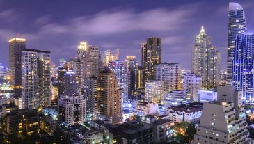 Bangkok-Cityscape-with-sunset-at-before-night-in-