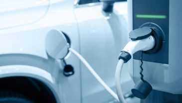 Charging an electric car battery, new innovative technology EV Electrical vehicle