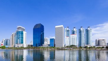 Modern business area in Bangkok, Thailand